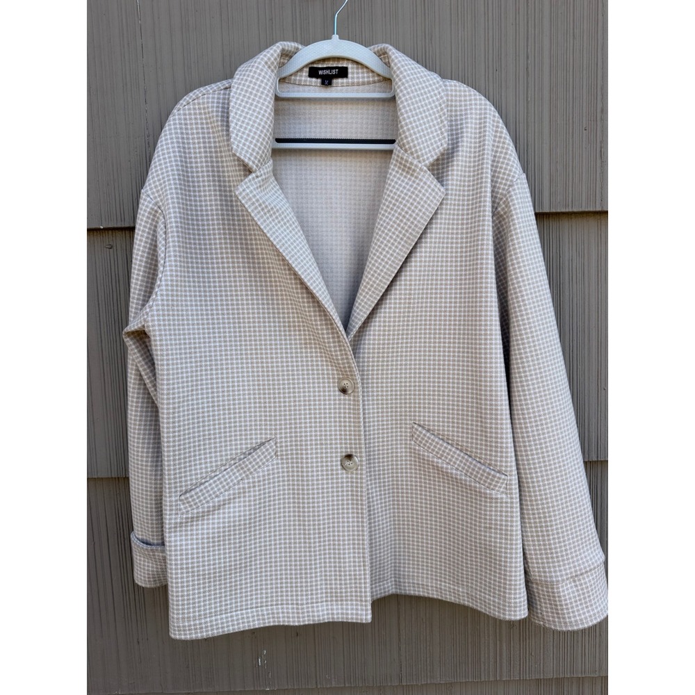Wishlist Beige Houndstooth Oversized Blazer Jacket Medium